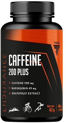 Trec Nutrition Caffeine 200 Plus Wasserfreies Koffein Steigert Leistungsfähigkeit Und Ausdauer Muskelaufbau Sport Bodybuilding - 60 Kapseln