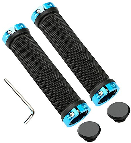 QitinDasen 1 Par Profesional Puños para Mango de Diámetro 22mm de Bicicleta, Protector Manillar Antideslizante y Ergonomico. Empuñadura BMX y MTB. (Azul)