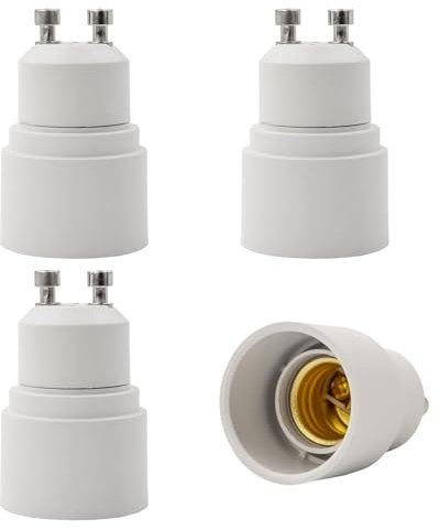 INTIRILIFE GU10 auf E14 Lampensockel Adapter in Weiss - 4X Lampenadapter zum Umformatieren von E14 Lampe auf GU10 Fassung - 4er Set Konverter für Lampenfassung LED Lampen Glühlampen CFL-Lampen