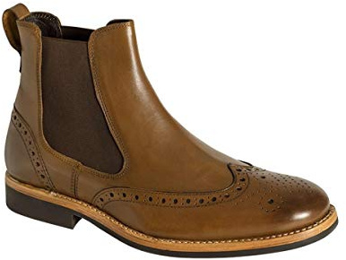 Hoggs of Fife 4218 Stanley Semi-Brogue Dealer Boots Burnished Tan UK 9.5 Brown