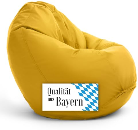 Bruni Pouf Classico S en Jaune – Pouf Enfant avec Remplissage, Beanbag Poire Portable pour Chambre Enfant, Beanbag Intérieur et Extérieur