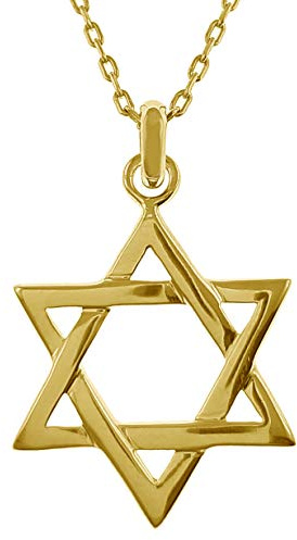 Lot pendentif étoile de David Plaqué Or 18 carats + Chaîne 42cm Plaqué Or - Mixte