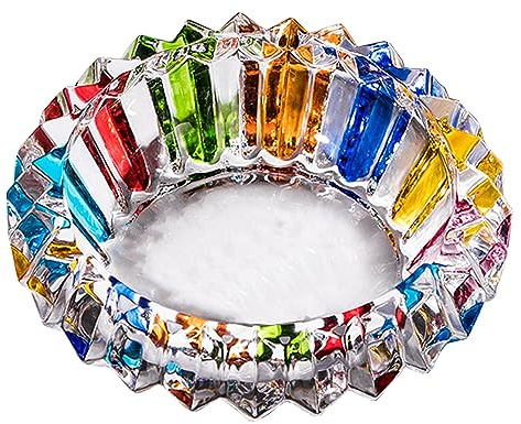 VOVCIG Glass Ashtray, Colorful Ashtray Cigar Cigarettes Holder Ash Tray Home Office Desktop Decoration
