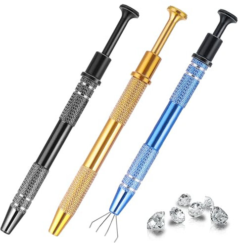 Mabor Lot de 3 outils de ramassage de bijoux à 4 griffes, outil de ramassage multifonction pour petites pièces en acier inoxydable, outil de ramassage de perles pour composants électroniques à puce IC