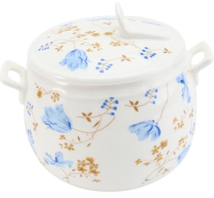 Cabilock 1 Pc - Cocina para estofados sopera de cerámica ensaladera con tapa olla de cerámica para estofado cacerola de cerámica Impermeable tazón de sopa taza de sopa orquídea