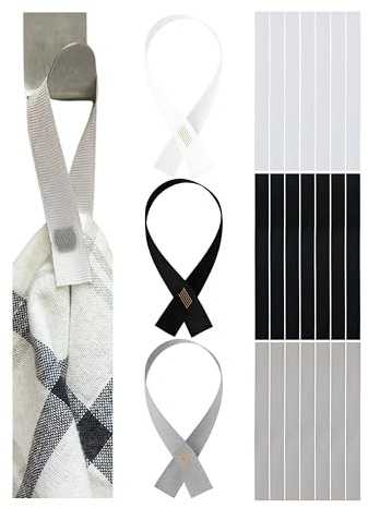 Accroche-serviettes à coudre, 24 pcs, 180 x 12 mm boucles, en Blanc, Gris, Noir, Accroche-support pour torchon, serviette, chiffon, articles de décoration, accessoires de camping, porte-serviettes