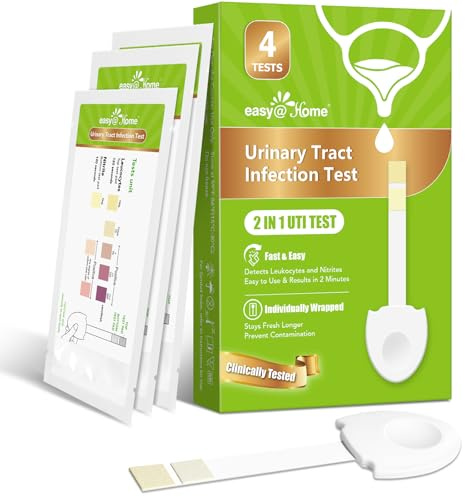 Easy@Home UTI Test Strips Strips - 4 Pack Urinary Tract Infection Tests for Women | Detects Leukocytes & Nitrite | Individually Wrapped for 2-Year Shelf Life | Home & Travel Essentials #UTI-EZU-102