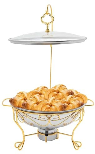 FUIERI Stainless Steel Warming Container Food Warmer with Lid Warming Container Rechaud, Chafing Dishes for Catering, Buffet and Party,Gold