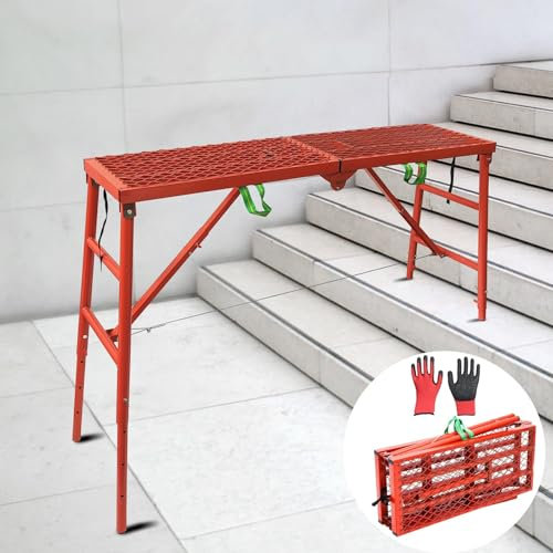 DOLEMODUO Adjustable Ladder Work Platform, 70(L) x15(W) x Adjustable Platform Ladder for Stairs, Home Portable Scaffoldding,770 Lbs Capacity