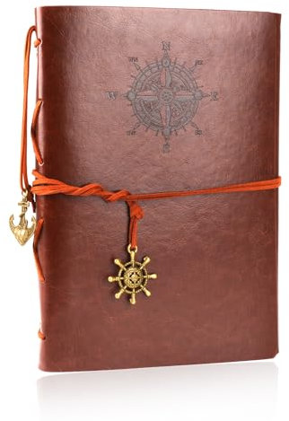Hopton Journal intime rechargeable en cuir synthétique - Format A5 - Carnet de voyage vintage - Carnet de croquis - Carnet de croquis - Format A5 - Livre vierge avec 160 pages (23,3 × 16 cm, marron)