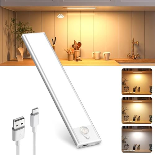 MUSUNIA Illuminazione per mobili LED con sensore di movimento 1 pezzo Luce per mobili Luce per mobili Striscia LED Batteria Ricaricabile tramite USB Luce sottopensile Cucina LED per guardaroba Scale