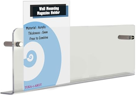 TUKA-i-AKUT 80cm Portafolletos de Pared, Acrílico Extrafuerte, Revistero Estantes de Pared, Soporte de Pared para Revistas Periódicos Folletos Documentos Libros, Transparente, TKD8256-80cm-1x
