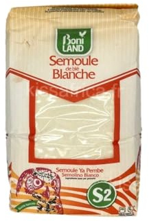 Semoule de Blé Blanche S2 Boniland 1kg – Granulation Moyenne – Céréales & Épicerie Familiale – Idéale Couscous, Bouillies, Pâtisseries