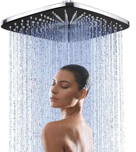 JINYOMFLY 12 Zoll Regendusche Duschkopf Groß, Kopfbrause Regendusche Gross Quadratischer, Großer Duschkopf Regen xxl 360° Verstellbarer