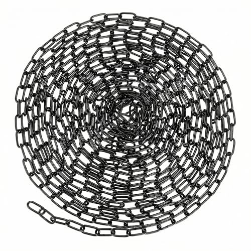 QWORK® Cadena de acero al carbono de alta resistencia de 10 metros, eslabones soldados galvanizados de 3 mm para cercas, puertas de seguridad, columpios y correas para perros, negro