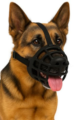Museliere pour Chiens – Flamingo Muzzle Benzo Noir – Taille XXL – Silicone Souple – Sangles Réglables – Sécurité et Confort