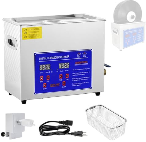 Ultraljudsrengöring for vinylskivor, 6,5 l automatiskt roterande dubbelsidig rengöringsmaskin for lp-skivor, professionell ultraljudsrengöring for skivor, 0~30 min tid, 0-80 ℃ temperaturjusterbart