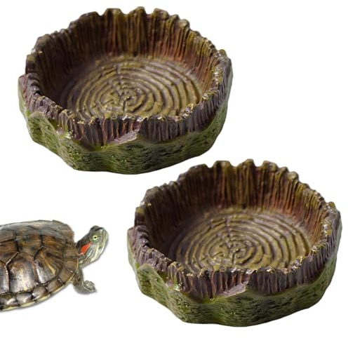 GNALIA Terrarium Tortue Terrestre 2 Pièces Bols Eau Nourriture, Accessoires Reptiles Mangeoire 11.5Cm Jaune Pour Tortue Gecko Serpent