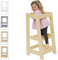 Stepup Baby Montessori Lernturm ab 1 Jahr Höhenverstellbar Tritthocker Kinder mit Sicherheitsgeländer und Kippschutz Steh und Lernturm ab 18 Monaten bis 5 Jahren - Natur-Finish