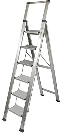 Escaleras Plegables Aluminio, Escalera Plegable, Escalera Aluminio, Escalera 6 Peldaños, Escalera Domestica Plana, Escalera de Aluminio, Escalera Profesional, Altura de Trabajo 3metros y 150kg