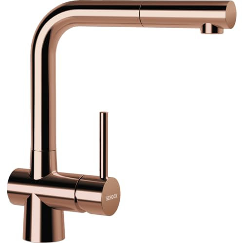 SCHOCK® Küchenarmatur LAIOS Copper I bronzene Hochdruck Armatur mit ausziehbarer Schlauchbrause I 360° schwenkbar I Edelstahl mit PVD-Beschichtung I Einhebelmischer Standardanschlüsse I Höhe 285 mm