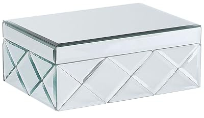 Beliani Glam Decorative Mirrored Jewellery Storage Box Glass Steel Silver Gorron