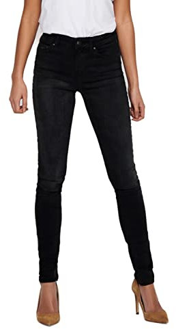 Damen ONLY Skinny Fit Jeans | Mid Waist Stretch Denim Hose | ONLBLUSH Life Röhrenjeans, Farben:Schwarz, Größe:S / 34L