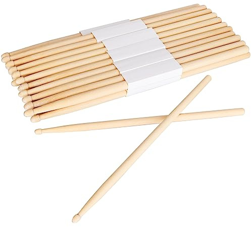 YAYODS 12 Pairs Drum Sticks 5A, Maple Drumsticks, Non-slip Wood Drum Sticks Wood Tip Drumstick for Kids Students Adults Beginners
