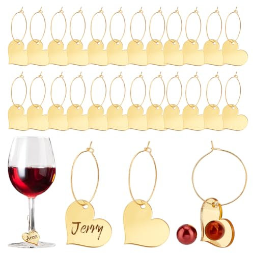 AHANDMAKER Charm per bicchieri da vino, marcatori di bevande in acrilico, anello di vetro, per bevande, decorazioni per feste, regali per ospiti, riunioni di famiglia, 4.8cm, Acrilico