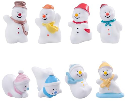 8 Stück Deko Figuren Schneemann Mini Figuren Weihnachten Schneemann Ornamente Klein Weihnachtsfiguren Weihnachtsdeko für Garten Moos Puppenhaus Schneekugel Kuchen Landschaft Tisch Blumentopf