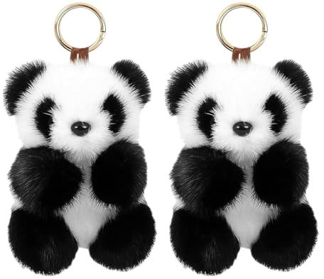 Pack de 2 Pendentifs Panda en Peluche Mignons - Décoration Sac et Porte-Clés Créatifs