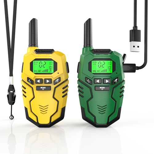 Inspireyes Walkie-Talkie Bambini Ricaricabili, 48 Ore di Orario di Lavoro, 3 Chilometri di Lungo Raggio, Regali di Compleanno per Ragazzi Ragazze, Giocattoli da Esterno per Bambini di 3-12 Anni