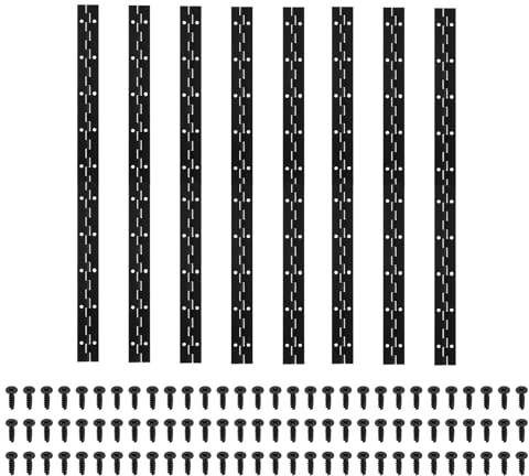 PATIKIL 20x1.2 Inch Piano Hinge,8 Pcs 304 Stainless Steel Continuous Hinge with Holes for Piano Gate Door Wooden Storage Box Cabinet Boat,Black