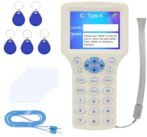 ReaIOKbii Card Copier Reader Writer NFC Reader 125 KHz 13,56 MHz 10 frekvens RFID-nyckelring kortläsare skrivare krypterad kortavkodare med skrivbart nyckelkort USB