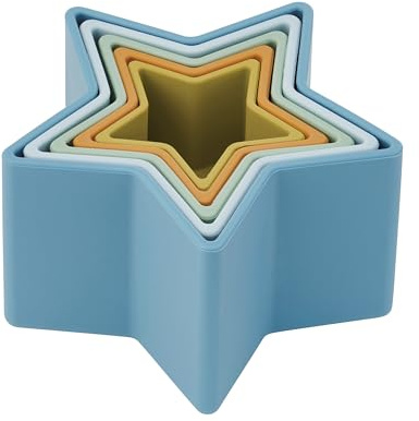 tickit Silisoft Lot de 5 gobelets empilables en Silicone Souple en Forme d'étoile pour empiler, nidifier, Jouer dans l'eau et Explorer sensoriellement, Neutre
