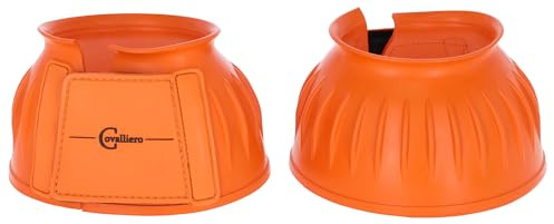 Covalliero Bell Boots Rubber, hoof protection, bell boots, pair, orange, pony, soft rubber material, horses, with hook-and-loop fastener