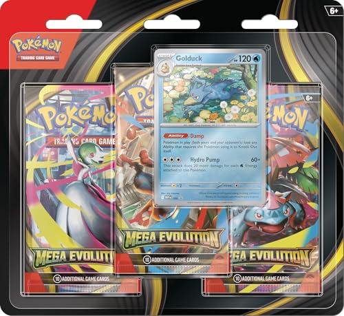 Pokémon TCG: Mega Evolution Triple Pack - Golduck (1 carta promozionale foil e 3 buste di espansione)