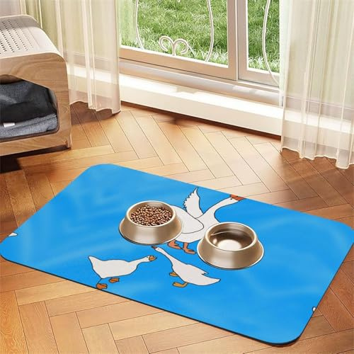 WZYCWB Mantel individual con diseño de casa de ganso blanco de 40 x 60 cm, tapete de comida para gatos y perros, plegable y fácil de almacenar