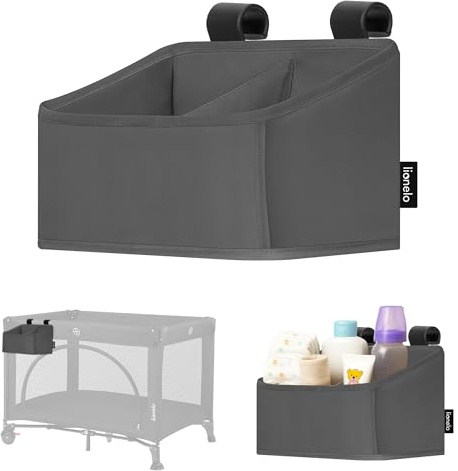 lionelo Organisateur Lit Bébé Sidepocket Small, Pochette Suspendue Lit, Table à Langer, Couches, Lingettes Bébés, pour Chambre Enfant, 26x12x15 cm