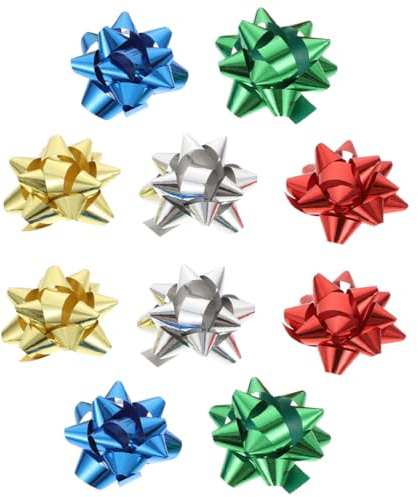 GARIOUANS 150 St Självhäftande Färgglada Julrosor Stjärnblommor Dekoration för Presentförpackningar Julbord och Bröllop Lättanvända Färgglada Bågar för Julklappspaket och Festlig Inredning