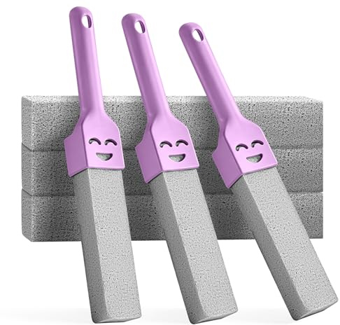 MOPUBZO Set Pulizia WC in Pietra Pomice 6 Pezzi, 3 Manici + 6 Pietre Pomice Sostituibili, Pulitore per Toilette Contro Calcare e Incrostazioni, per Bagno, Cucina, Doccia e Barbecue (Grigio)