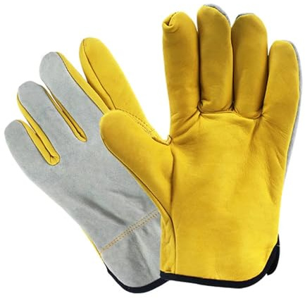Gants de Travail for Hommes, Gants Construction for Le soudage, en Cuir Ignifuge, Protection, Fournitures sécurité(L)