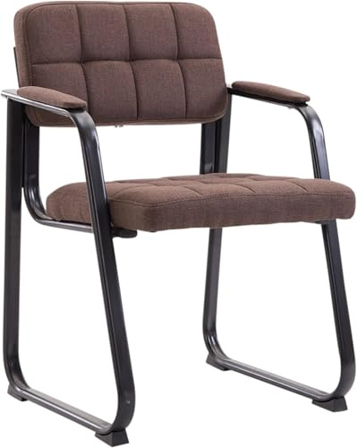 CLP Silla con Reposabrazos Canada B, Acolchada de Visita, Estructura Metal Negra Mate, Conferencia, Sala de Espera de Tela Color:marrón