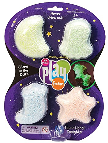 Learning Resources Playfoam Nachtleuchtendes 4er-Set, Kinder ab 3 Jahren, Leuchtende Knete, Fördert Kreativität und Feinmotorik, Trocknet Nie Aus