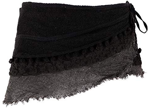 GURU SHOP Goa Cacheur mit Spitze, Minirock, Wickelrock Gürtel - Schwarz, Damen, Baumwolle, Size:L