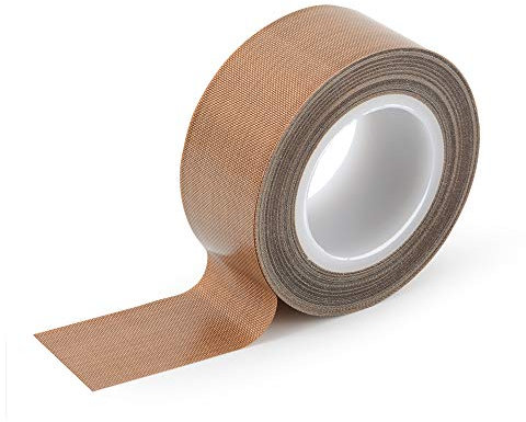 Ehdis Bande de Téflon, Ruban Adhésif de PTFE, Haute Température Ruban, Ruban Adhésif de Tissu de Verre Enduit PTFE pour scelleuses sous vide et impulsions manuelles sous vide, 5 m x 25 mm