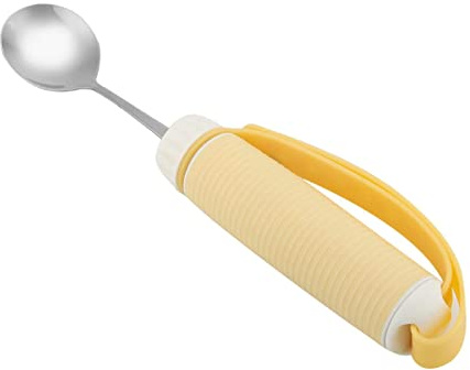 Tyenaza Cucchiaio per Assistenza Ai Pasti - Antiscivolo e Antigoccia, Ideale per Anziani, Disabili e Persone con Malattie Neurologiche