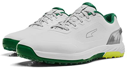 PUMA Alphacat Nitro Chaussures de Golf pour Homme, Puma Archive Blanche Verte Jaune éclatante, 42.5 EU