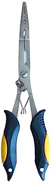 Fishing Pliers Stainless Steel Tool, 9 inches Hook Remover Braid Line Cutting and Split Rings for Freshwater and Saltwater-Yellow