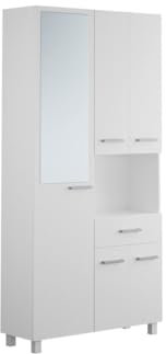 Vente-unique - Colonne de Salle de Bain avec Miroir sur Pied - 180 cm - Blanc - MINELA